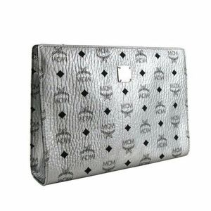 MCM Berlin Silver Visetos Coated Canvas Pouch Bag